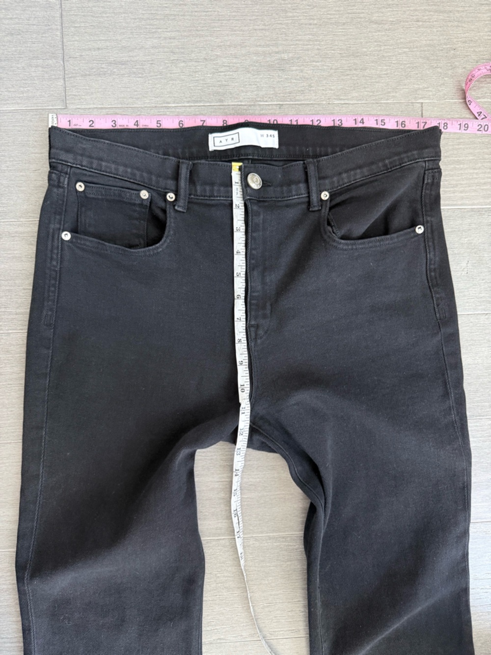 AYR The Pop Black High Rise Straight Leg Jeans Raw Hem Cropped Short 34 S Short - Picture 15 of 16